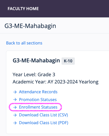 Enrollment Statuses Link