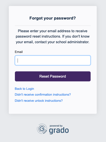 Forgot password page